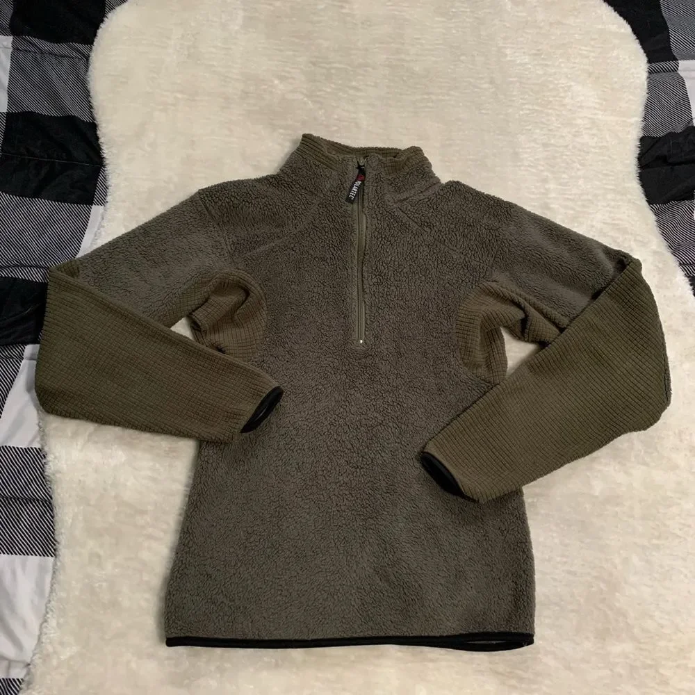 cabelas Mens 1/4 Green‎ Pullover Small Sweater fleece Hunting Outdoors